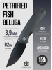 Нож Petrified Fish Beluga, K110, Black Stonewash, G10 Black Handle, PFP01DW
